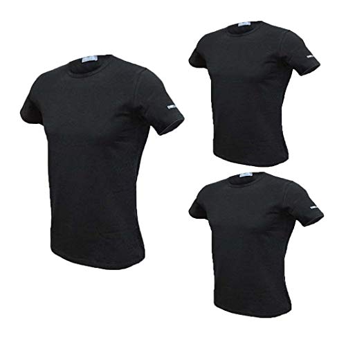 Enrico Coveri 3 t-Shirt Uomo Mezza Manica Girocollo Cotone bielatico Art ET1000 (4/M, Nero) Home Shopping Italia 