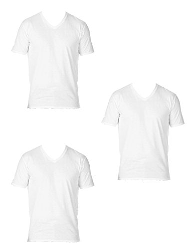 Enrico Coveri 3 t-Shirt Uomo Mezza Manica Scollo a Punta Caldo Cotone Interlock Art. ET1201 (7/XXL, Bianco)
