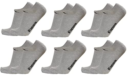 6 paia calzini KAPPA , calzini fantasmini invisibili ,calzini sneakers in cotone ,modello unisex, vari assortimenti. (36-38, 6 paia grigio)