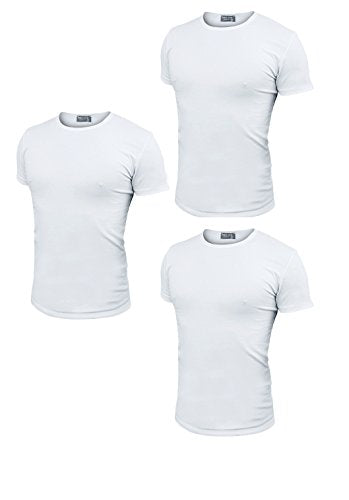 Enrico Coveri 3 t-Shirt Uomo Mezza Manica Girocollo in Cotone Pettinato Art. ET1100 (Bianco, 7/XXL)
