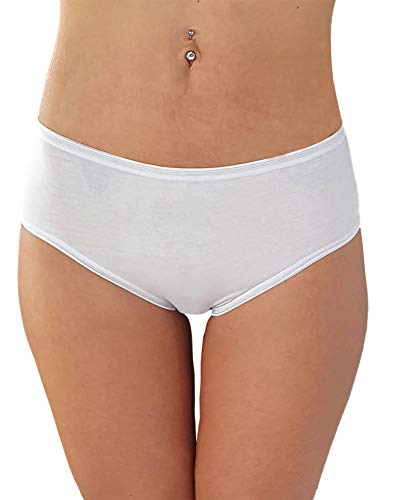 Cotonella Slip Midi Donna in Cotone Elasticizzato Art. 3940 - Confezione da 6 Pezzi - Colori Bianco E Nero - 6 Pezzi Bianco 3