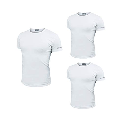 Enrico Coveri 3 t-Shirt Uomo Mezza Manica Girocollo Cotone bielatico Art ET1000 (7/XXL, Bianco)