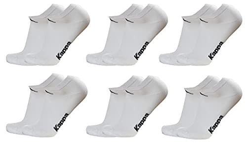 6 paia calzini KAPPA , calzini fantasmini invisibili ,calzini sneakers in cotone ,modello unisex, vari assortimenti. (42-44, 6 paia bianco)