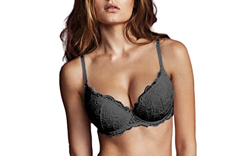 LORMAR Reggiseno push-up Plunge in pizzo frizzante - 5, Nero