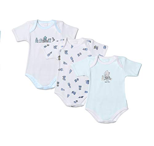 Liabel 3 Body neonata/o Mezza Manica in Cotone Felpato 2828C/T1407 (18 Mesi, Celeste) - Home Shopping Italia 
