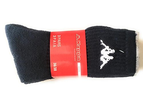 Kappa 3 Calzini Unisex Corti Spugna Tennis (35/38, Nero)