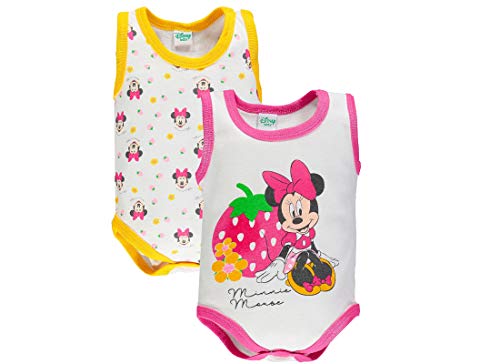 Ellepi Body Senza Maniche Neonata Minnie Mouse Costine Set 2 Pz AF5050 (Giallo/Fucsia, 1 Mese)