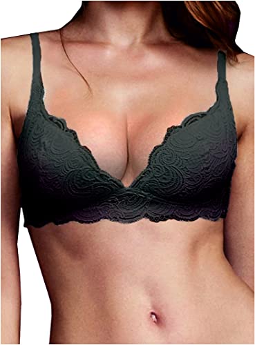 LORMAR Reggiseno senza ferretto imbottito Vela in pizzo frizzante - 4, Nero