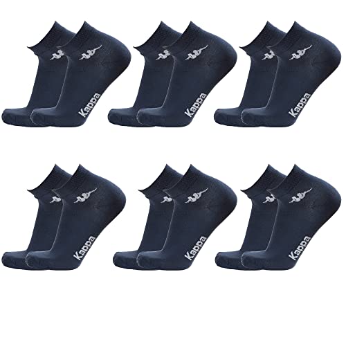 Kappa CONF. 6 PAIA CALZINO CORTO ALLA CAVIGLIA UNISEX - art. K004 in cotone. Disponibile nei colori Bianco, Nero, Blu e Grigio (39/41, Blu) - Home Shopping Italia 