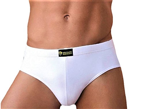 NAVIGARE UNDERWEAR Confezione da N. 6 Slip Uomo in Morbido Cotone BIELASTICO Soft Elastico INFILATO, Massima Vestibilita'. Dsiponibile negli Assortimenti Bianco e Colorato