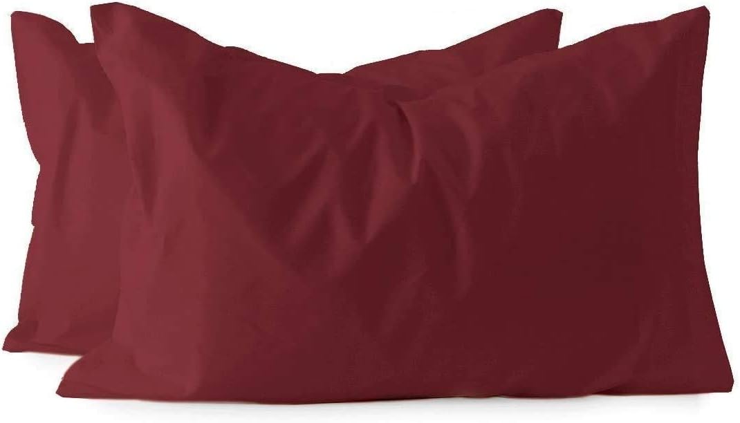 Preziosa Coppia Federe Cuscini Linea Arcobaleno 100% Cotone Bordeaux Senape (Bordeaux)