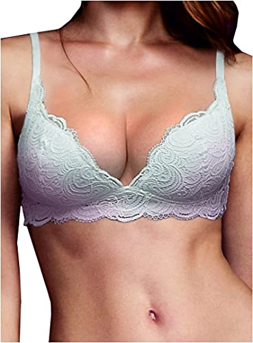 LORMAR Reggiseno senza ferretto imbottito Vela in pizzo frizzante - 4, Bianco