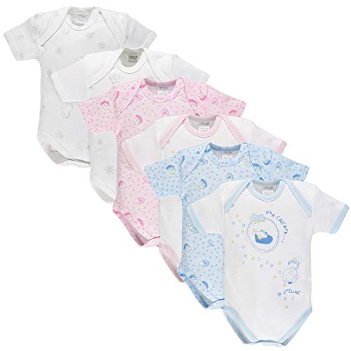 4 Body 1/2 Manica Cotone garzato Diversi Colori e Misure Fantasie assortite (Bianco, 9 Mesi)
