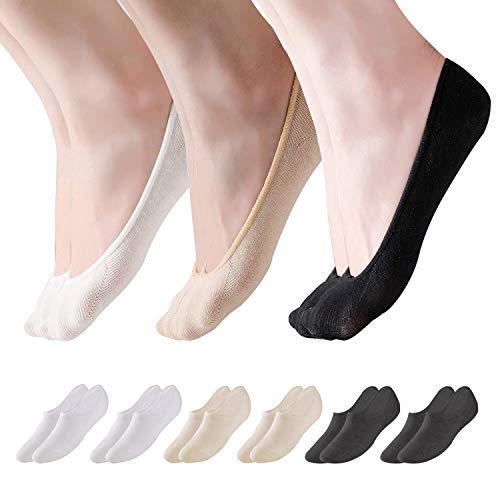 POMPEA 9 Paia Salvapiedi Unisex Sneaker Calze Invisibili in Cotone con Antiscivolo(Nero, Bianco, Nudo) 43-46