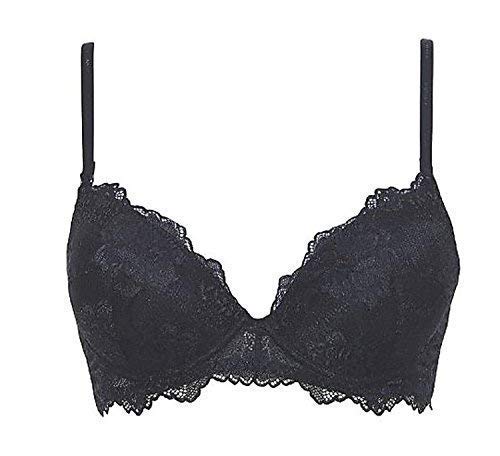 LORMAR Reggiseno Balconcino Prestige in Pizzo con Coppe B Push up Invisibili in Gel e Spalline Staccabili. Disponibile nei Colori Bianco, Nero e Noisette
