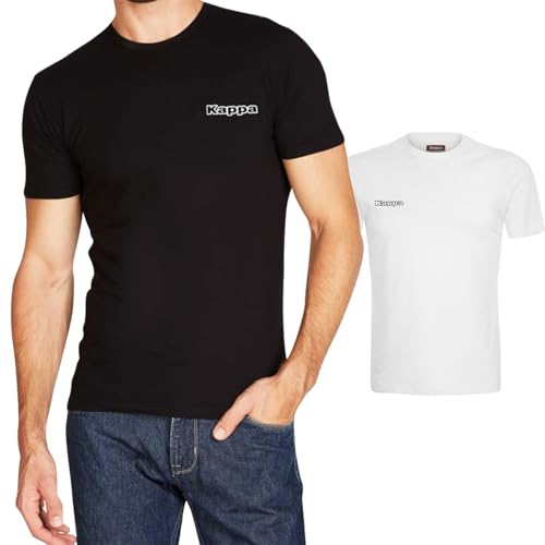 Toocool Stock 2 t-Shirt Uomo Kappa Mezza Manica Maglietta Slim Fit Maglia K1304 [L,Bianco e Nero]