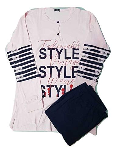 Pigiama Lungo Cotone Serafino Due Pezzi Donna Art. P1191