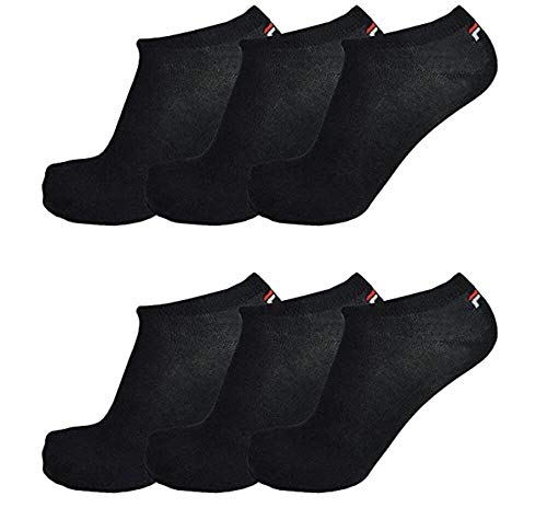 Fila FANTASMINO IN COTONE MERCERIZZATO, OFFERTA 6 E 12 PEZZI, CALZINI UOMO DONNA RAGAZZO, CALZE SPORTIVE SNEAKERS F1709 (6 PEZZI NERO, 39-42)