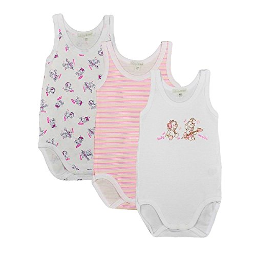 LIABEL Confezione da 3 Body NEONATA Spalla Larga Baby in 100% Cotone. Assortimento in Colore Rosa. Fantasie Varie Non Sempre corrispondenti all'immagine. - Home Shopping Italia 
