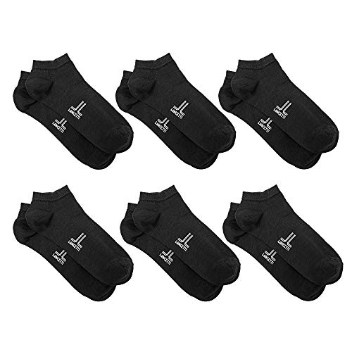 LANCETTI 6 Paia di Calzini Fantasmino sneakers fresco Filo di Scozia Unisex (Uomo Donna) (35-38) - Nero