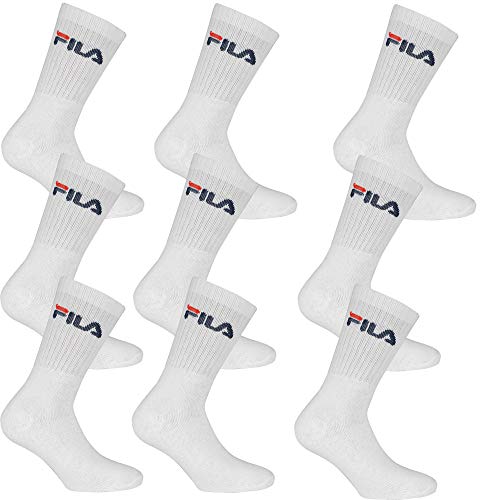 Fila - Confezione da 9 paia di calze da tennis unisex in spugna con logo bianco 43-46