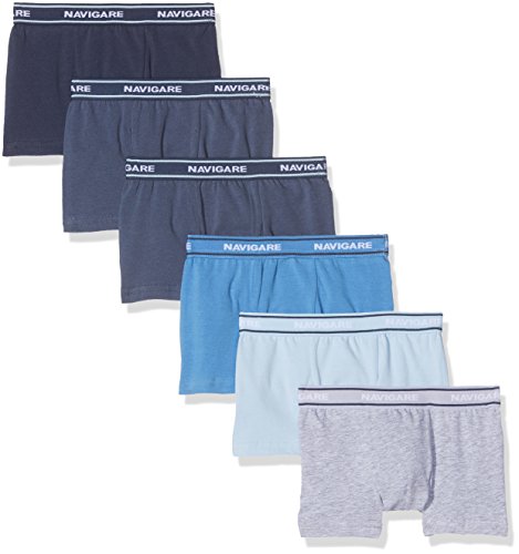 Navigare 13022 Boxer, Multicolore (Navy / Jeans / Jeans / Bluette / Azzurro / Grigio), 7-8 Anni (Taglia produttore:6), Pacco da 6, Bambino