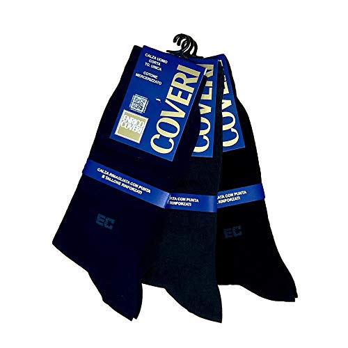 Enrico Coveri CALZA CORTA UOMO COTONE ELASTICIZZATO CON POLSINO MORBIDO 6 PZ(TINTA UNITA COLORE NERO-BLU-GRIGIO)