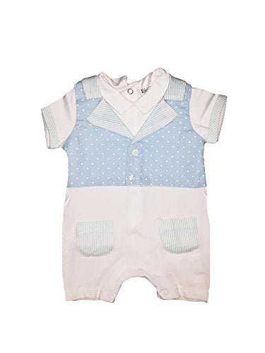 BIDIBIMBO Tutina Pagliaccetto Neonato Mezza Manica Camicia Cotone Limited Edition Art.202 Bianco (3/6 Mesi)