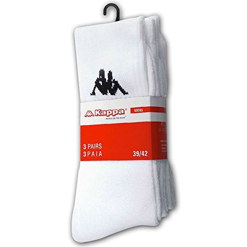 Kappa 3 Calzini Unisex Corti Spugna Tennis (35/38, Bianco)