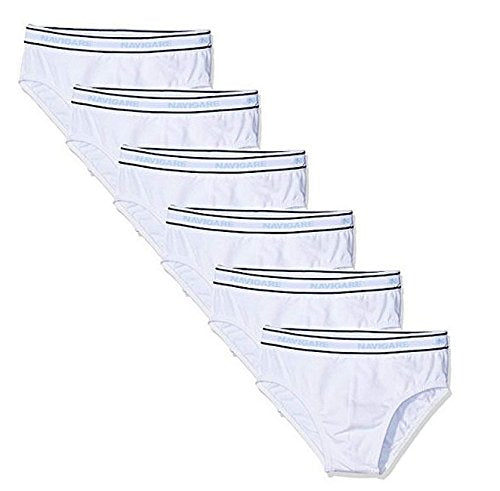 NAVIGARE UNDERWEAR BOY Confezione da 6 Slip Bambino E Ragazzo in Cotone BIELASTICO con Elastico Esterno Stampato - Colore Bianco E Colorati in Cotton Stretch Jersey. Articolo Scatolato singolarmente