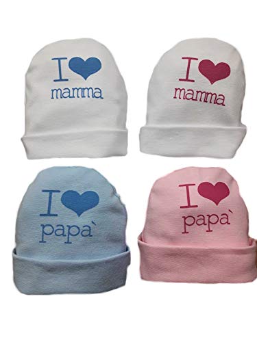 Cappello Cappellino Neonato/NEONATA I Love Papa Azzurro Art. 1662/2 Nancy Baby (Azzurro I Papa')