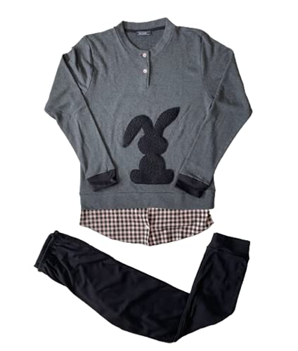 Caracter Pigiama Serafino Lungo Due Pezzi Donna Caldo Cotone Art. P1361 - Exclusive