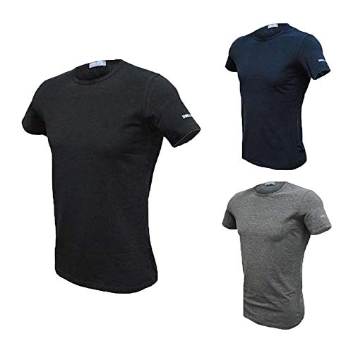 Enrico Coveri 3 t-Shirt Uomo Mezza Manica Girocollo Cotone bielatico Art ET1000 (4/M, Nero/Blu/Grigio)