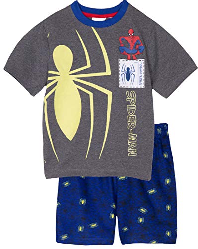 Spiderman Original Marvel - Pigiama a maniche corte, 100% cotone, 2 – 8 anni Grigio 7-8 Anni