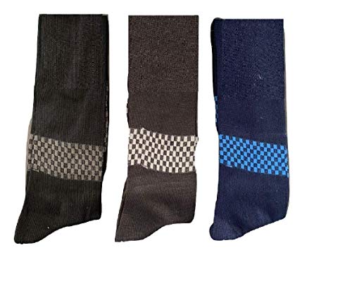 6 paia calze uomo lunga in cotone filo di scozia tinta unita e fantasia - Basile