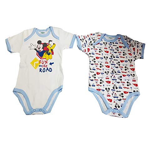 2 Body Americano Neonato/a Mezza Manica in Cotone Caldo Minnie e Mickey Disney (24 Mesi, WF2002)