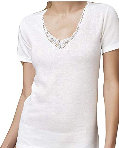 4 Maglie donna Mezza Manica macramè Caldo Cotone Art. OP-08 Speedy Nero 4°