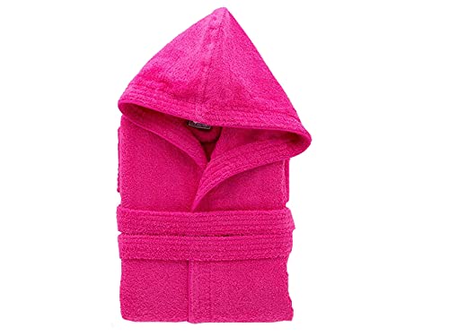 Generico Accappatoio in Spugna 100% Cotone con Cappuccio Uomo/Donna (Fuxia, M)