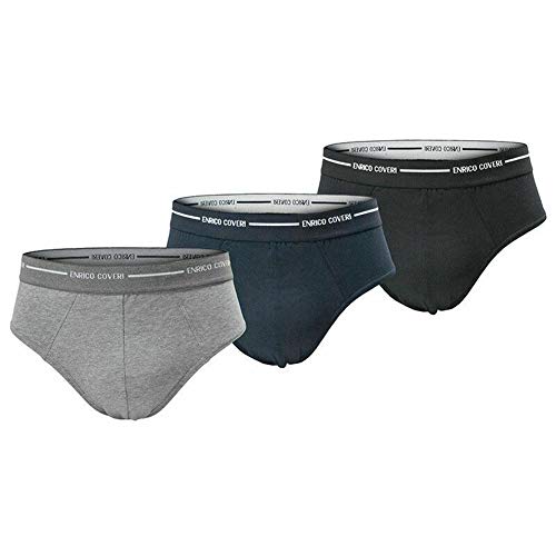 Enrico Coveri Slip Uomo Offerta 3-6-12 Pezzi, Slip Uomo in Cotone BIELASTICO Elastico EST. Mutande Uomo 80231000(3 Pezzi Bianco, 5)