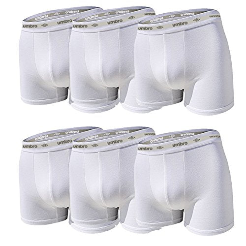 Umbro Set 6 Pezzi Boxer Uomo in Cotone Elasticizzato Art. 701 (Bianco, 7/XXL)
