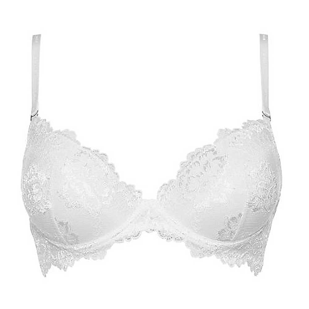 LORMAR Reggiseno Push Up Desiderio in Pizzo Senza Ferretto con Coppe Graduate a Scollatura Profonda - Coppa B Disponibile nei Colori Bianco, Nero e Noisette - Home Shopping Italia 