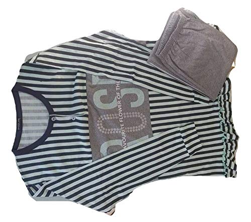 Pigiama Donna Due Pezzi Lungo Serafino Cotone con Volant Art. P1208