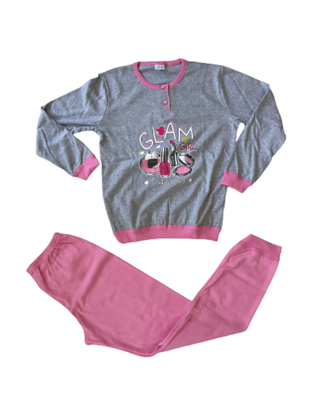 Pigiama Serafino Lungo Due Pezzi Caldo Cotone Interlock Bambina e Ragazza Varie Fantasie - Home Shopping Italia 