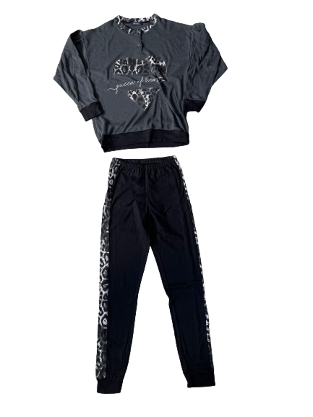 Caracter Pigiama Serafino Lungo Donna Due Pezzi Cotone Interlock Art. P1355 - Exclusive Home Shopping Italia 