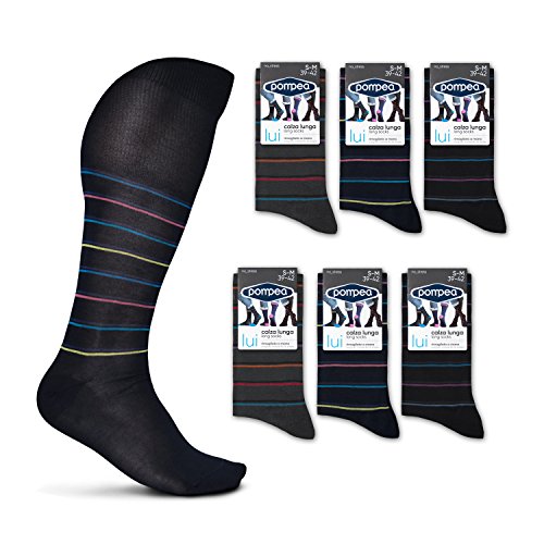 POMPEA Pack 6 Paia Calze Uomo Cotone Filo di Scozia Vari Modelli (Pisa - 43/46)