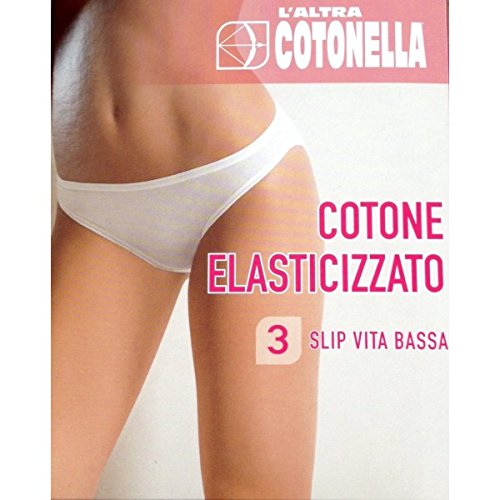 3 Slip Vita Bassa Donna l'altra Cotonella 3165 Cotone Elasticizzato Taglia 3 col.Bianco