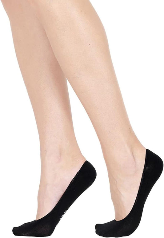 POMPEA Pack 6 Paia Salvapiede Donna Nero Bianco Cotone Antiscivolo (6 Paia