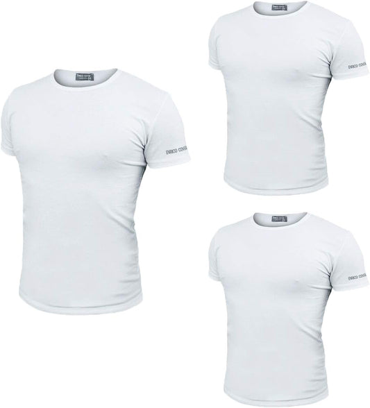Enrico Coveri 3 t-Shirt Uomo Mezza Manica Girocollo Cotone bielatico Art ET1000