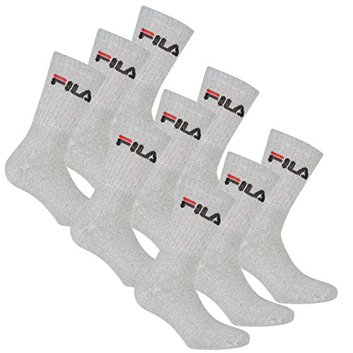 Fila 6 Paia Calzini, Spugna Calzini da tennis con logo colorato, Unisex (2x PACCO DA 3) - grigio, 39-42 (6-8 UK)