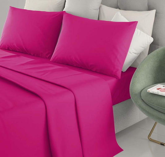 Generico TESSILE SHOP Completo letto matrimoniale 100% COTONE VARI COLORI (Fuxia)